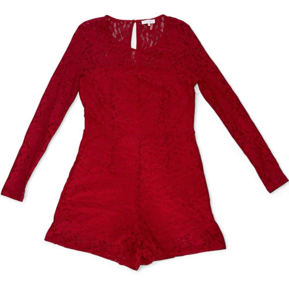 1. STATE Vibrant Red Lace Romper!